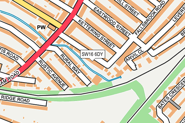 SW16 6DY map - OS OpenMap – Local (Ordnance Survey)