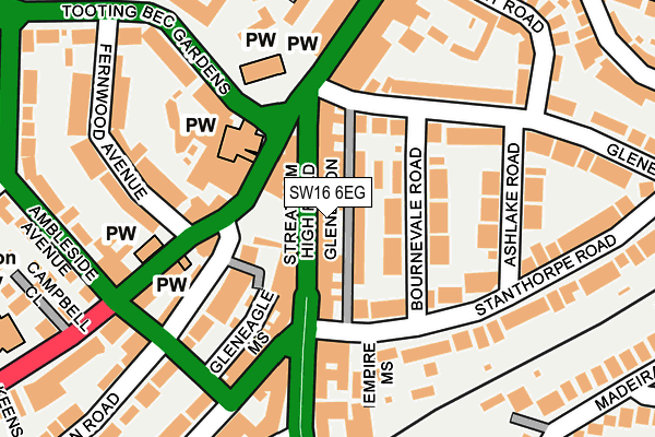 SW16 6EG map - OS OpenMap – Local (Ordnance Survey)