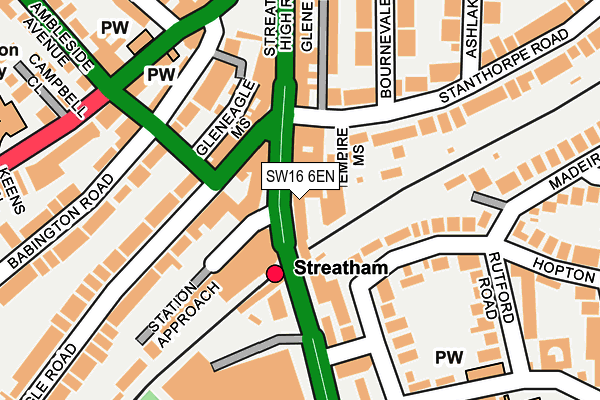 SW16 6EN map - OS OpenMap – Local (Ordnance Survey)