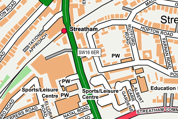 SW16 6ER map - OS OpenMap – Local (Ordnance Survey)