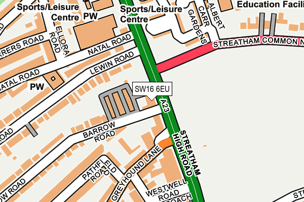 SW16 6EU map - OS OpenMap – Local (Ordnance Survey)