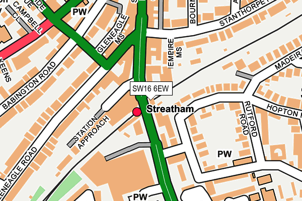 SW16 6EW map - OS OpenMap – Local (Ordnance Survey)