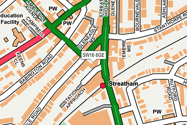 SW16 6GE map - OS OpenMap – Local (Ordnance Survey)