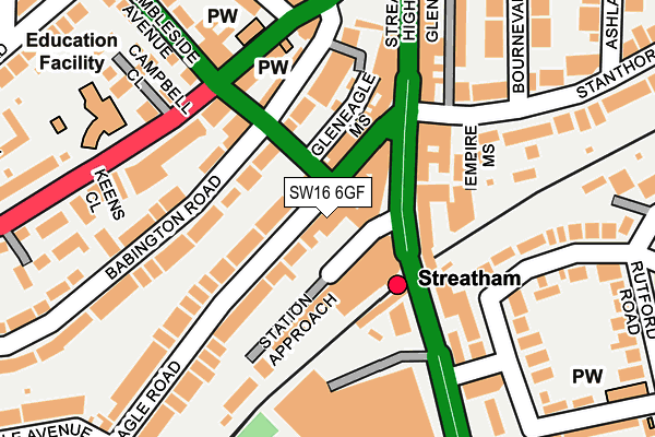 SW16 6GF map - OS OpenMap – Local (Ordnance Survey)