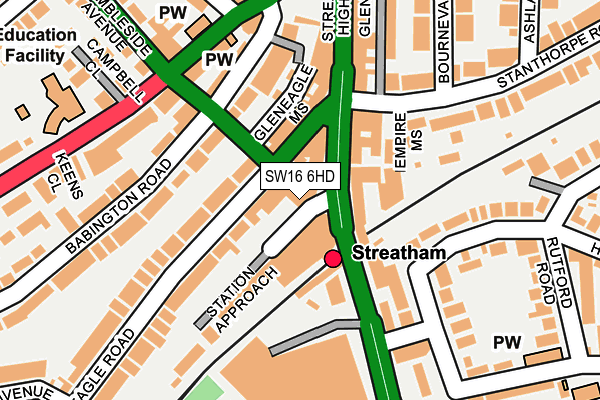 SW16 6HD map - OS OpenMap – Local (Ordnance Survey)