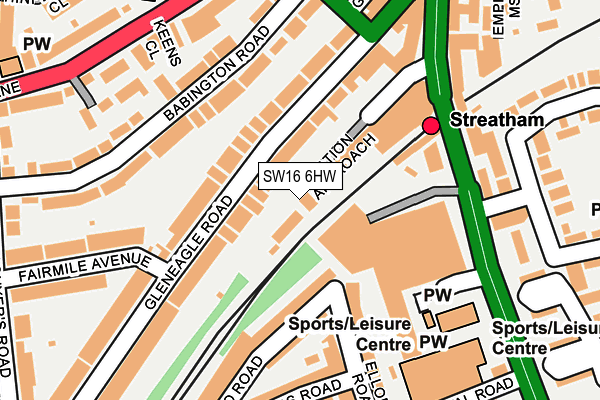 SW16 6HW map - OS OpenMap – Local (Ordnance Survey)