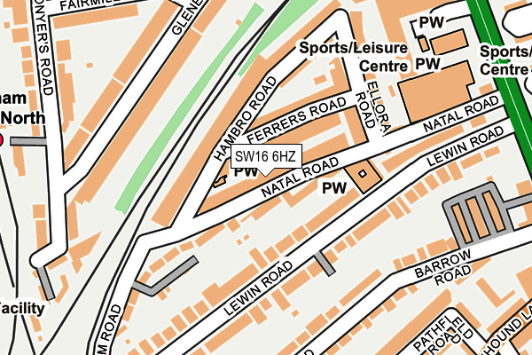 SW16 6HZ map - OS OpenMap – Local (Ordnance Survey)