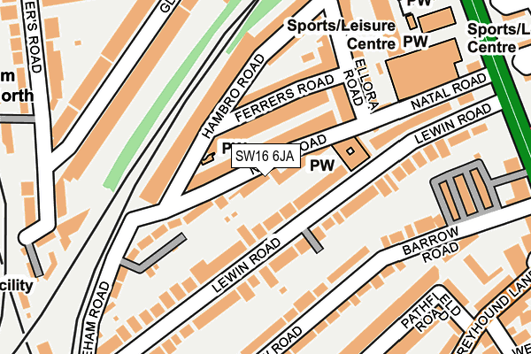 SW16 6JA map - OS OpenMap – Local (Ordnance Survey)