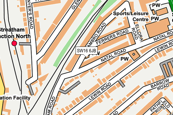 SW16 6JB map - OS OpenMap – Local (Ordnance Survey)