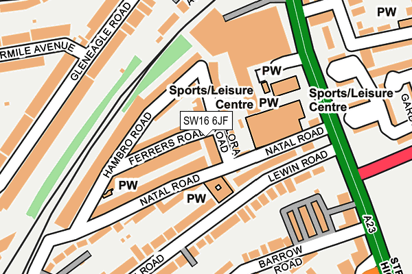 SW16 6JF map - OS OpenMap – Local (Ordnance Survey)