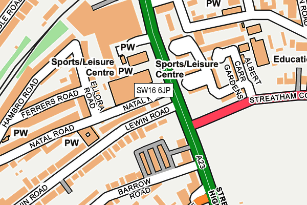 SW16 6JP map - OS OpenMap – Local (Ordnance Survey)