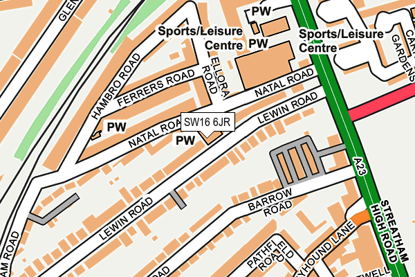 SW16 6JR map - OS OpenMap – Local (Ordnance Survey)