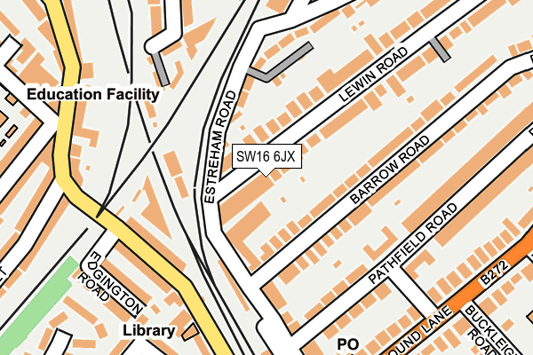 SW16 6JX map - OS OpenMap – Local (Ordnance Survey)