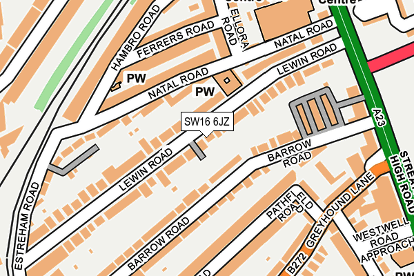 SW16 6JZ map - OS OpenMap – Local (Ordnance Survey)