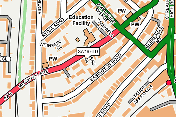 SW16 6LD map - OS OpenMap – Local (Ordnance Survey)