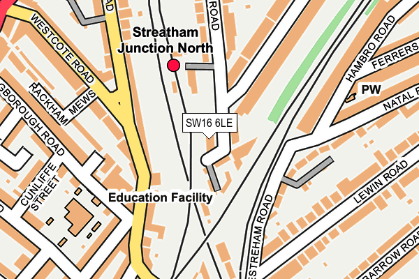 SW16 6LE map - OS OpenMap – Local (Ordnance Survey)