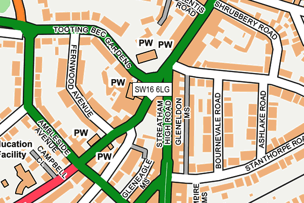 SW16 6LG map - OS OpenMap – Local (Ordnance Survey)