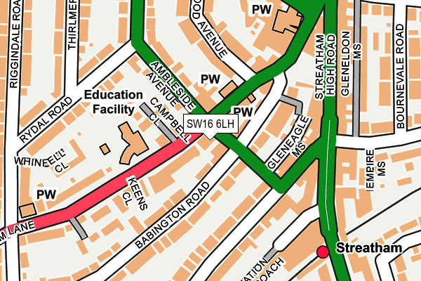 SW16 6LH map - OS OpenMap – Local (Ordnance Survey)