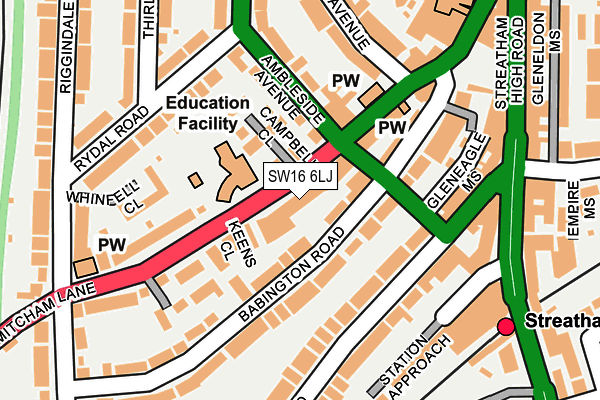 SW16 6LJ map - OS OpenMap – Local (Ordnance Survey)