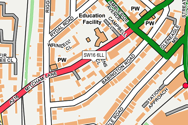 SW16 6LL map - OS OpenMap – Local (Ordnance Survey)