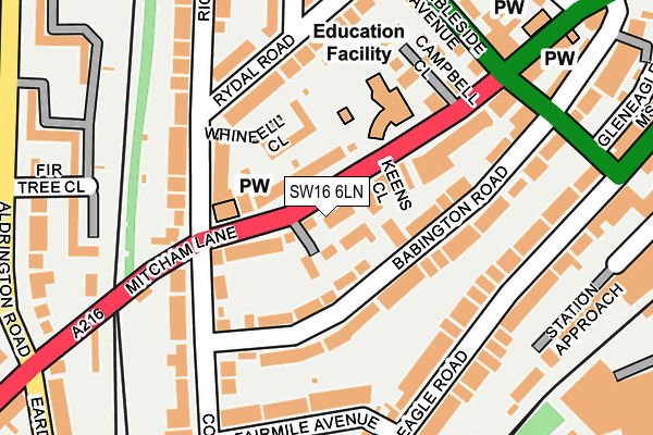 SW16 6LN map - OS OpenMap – Local (Ordnance Survey)