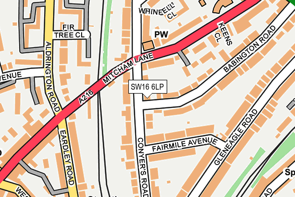 SW16 6LP map - OS OpenMap – Local (Ordnance Survey)