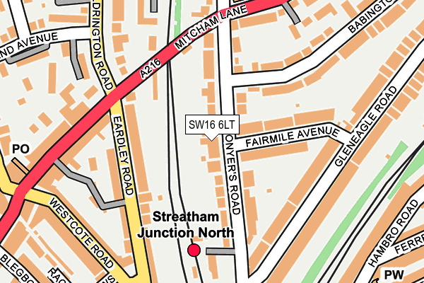 SW16 6LT map - OS OpenMap – Local (Ordnance Survey)