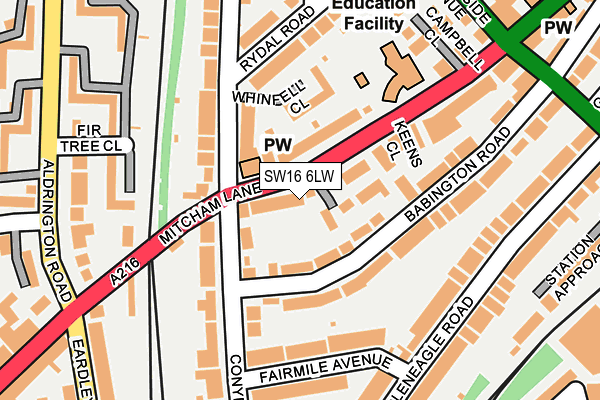 SW16 6LW map - OS OpenMap – Local (Ordnance Survey)