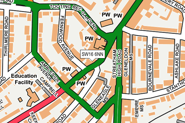 SW16 6NN map - OS OpenMap – Local (Ordnance Survey)