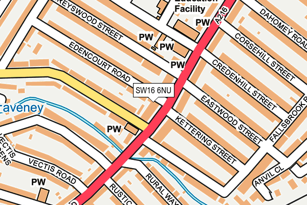SW16 6NU map - OS OpenMap – Local (Ordnance Survey)