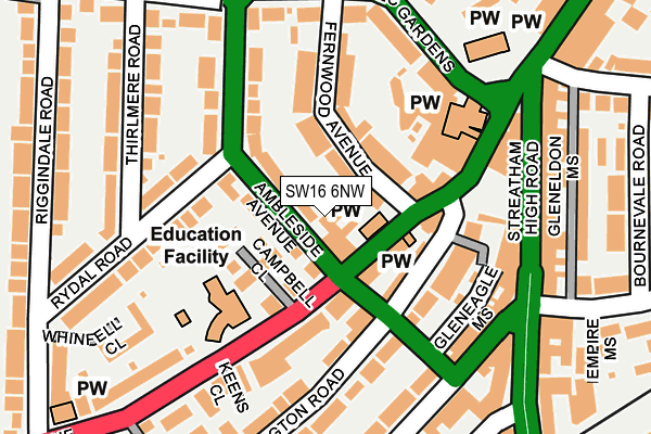 SW16 6NW map - OS OpenMap – Local (Ordnance Survey)