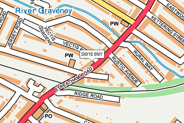 SW16 6NY map - OS OpenMap – Local (Ordnance Survey)