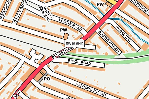 SW16 6NZ map - OS OpenMap – Local (Ordnance Survey)