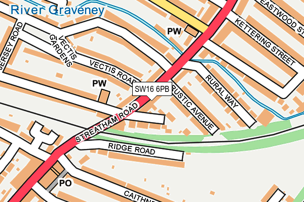 SW16 6PB map - OS OpenMap – Local (Ordnance Survey)