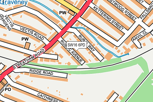 SW16 6PD map - OS OpenMap – Local (Ordnance Survey)