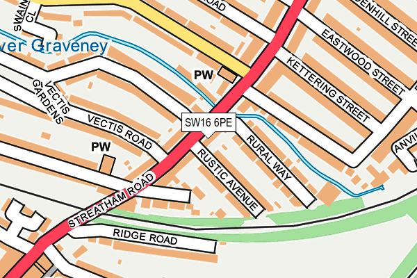 SW16 6PE map - OS OpenMap – Local (Ordnance Survey)