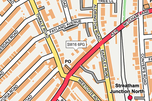 SW16 6PG map - OS OpenMap – Local (Ordnance Survey)