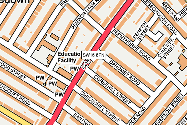 SW16 6PN map - OS OpenMap – Local (Ordnance Survey)