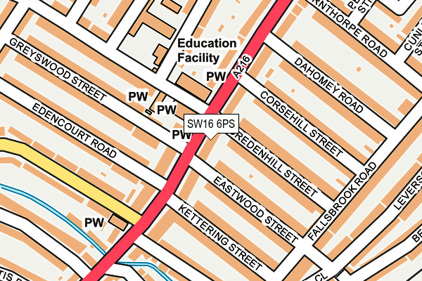 SW16 6PS map - OS OpenMap – Local (Ordnance Survey)