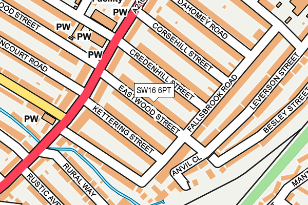 SW16 6PT map - OS OpenMap – Local (Ordnance Survey)