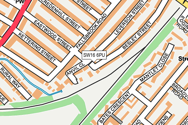 SW16 6PU map - OS OpenMap – Local (Ordnance Survey)