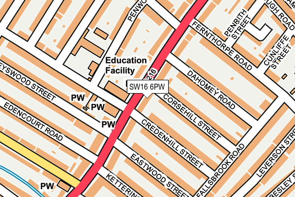 SW16 6PW map - OS OpenMap – Local (Ordnance Survey)