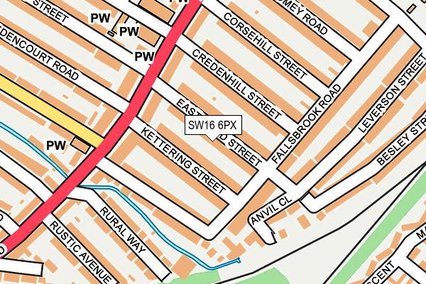 SW16 6PX map - OS OpenMap – Local (Ordnance Survey)