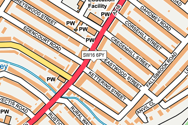 SW16 6PY map - OS OpenMap – Local (Ordnance Survey)