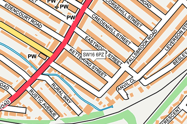 SW16 6PZ map - OS OpenMap – Local (Ordnance Survey)