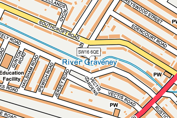 SW16 6QE map - OS OpenMap – Local (Ordnance Survey)