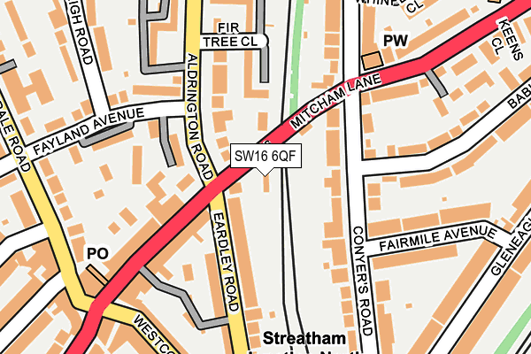 SW16 6QF map - OS OpenMap – Local (Ordnance Survey)