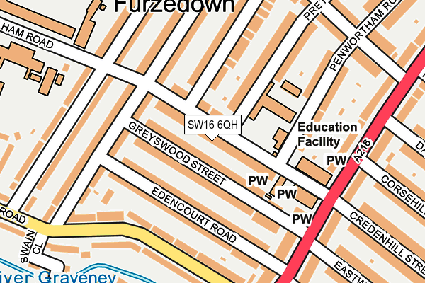 SW16 6QH map - OS OpenMap – Local (Ordnance Survey)