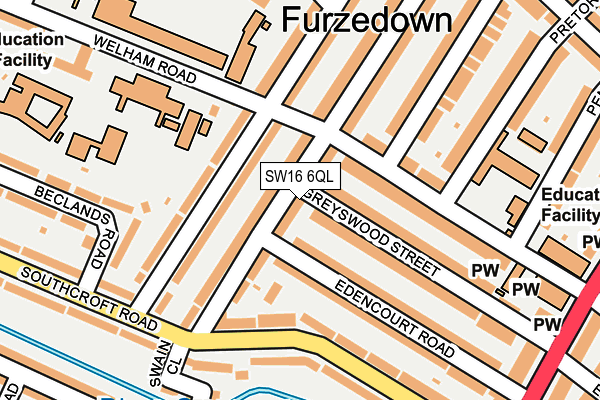 SW16 6QL map - OS OpenMap – Local (Ordnance Survey)