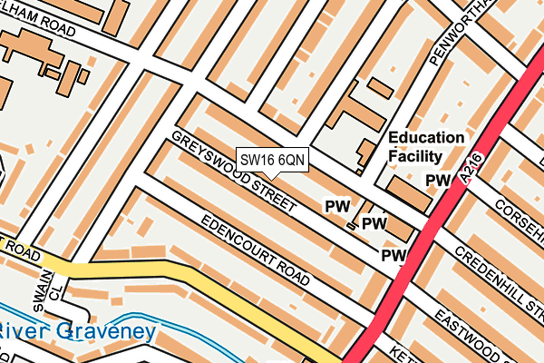 SW16 6QN map - OS OpenMap – Local (Ordnance Survey)